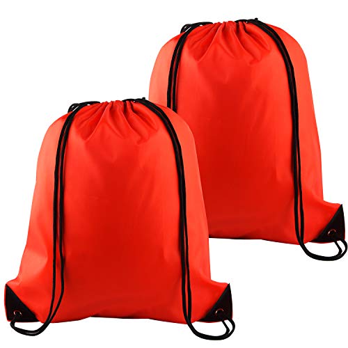 KUUQA 2Pcs Red Drawstring Backpack Bags Sack Bulk String Backpack Storage Bag - color: Red