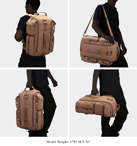 WITZMAN Travel Backpack for Men and Women Carry On Canvas Backpack Duffel Bag for Airplanes Fit 17 Inch Laptop (6661 Classic Brown) - color: Brown
