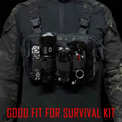 6 Piece Tactical Bag Insert Pack, Modular Elastic Loop Panel Organizers Pouch Insert Attachment with Hook Backed Fastener for Backpack Accessories - color: Black