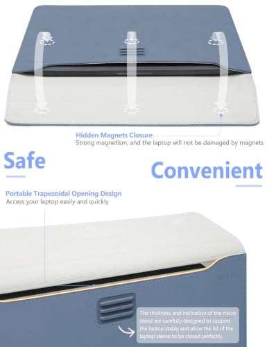 HYZUO 13.3-14 Inch Laptop Sleeve Case Bag with Adjustable Stand for MacBook Pro 14 M5/M4/M3/M2/M1 Pro/Max A3426 A3427 2026-2021, MacBook Air/Pro 13.3, 13.8-13.5 Surface Laptop, Haze Blue - color: Haze Blue, size: 13.3-14 Inch