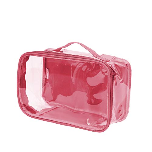 Small Clear Travel Packing Cube/See Through PVC Plastic Pouch for Carry On Suitcase, Backpack or Diaper Bag/Transparent Multipurpose Accessories, Makeup & Underwear Organizer w/Handle (Burgundy) - color: Burgundy
