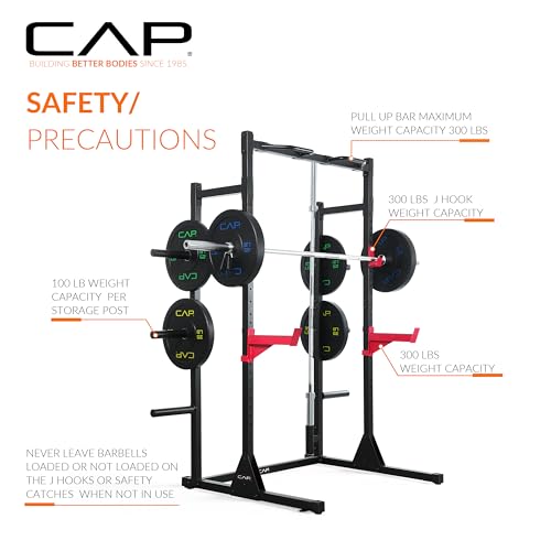 Cap Barbell Power Rack with Pull Up Bar & Attachments - Multiple Colors - color: BLACK