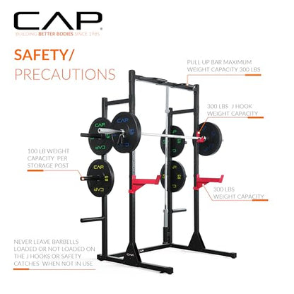 Cap Barbell Power Rack with Pull Up Bar & Attachments - Multiple Colors - color: BLACK