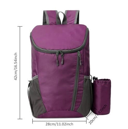 Portable Foldable Backpack Folding Mountaineering Bag, Ultralight Outdoor Cycling Rucksack, Travel Hiking Knapsack (Purple) - color: Purple