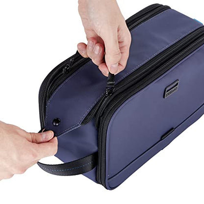 ZEEMO Travel Toiletry Bag for Men, Medium Water-Resistant Double-Sided Full-Open Dopp Kit, Versatile Organizer for Shower and Hygiene Accessories, Bathroom Essentials, Cosmetics, Blue | double-sided storage and water-resistant fabric for travel essentials