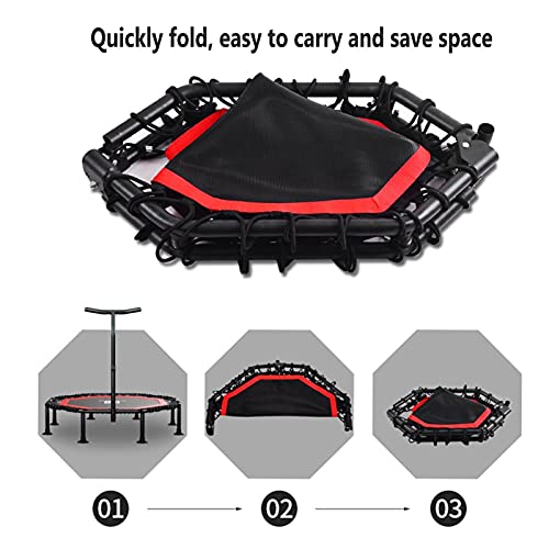Trampoline Folding Mini Trampoline with Foam Handle Bar, Fitness Rebounder for Adult Indoor and Outdoor Exercise, Kids Balance Training Equipment (Size : 50in) - size: 50"