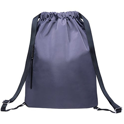 KAUKKO Drawstring Sports Backpack Gym Yoga Bag Shoulder Rucksack for Men and Women 1031-2-GRAY,18.5L - color: Nylon Grey