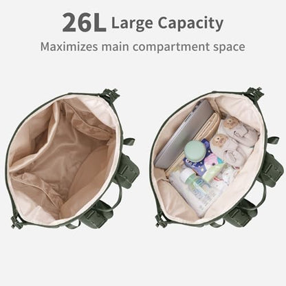CEI-CEI Neoprene Diaper Bag Backpack Large Newborn Baby Maternity Bags Waterproof Travel Backpack for Mom Dad with Insulated Pockets,Changing Pad - color: Green