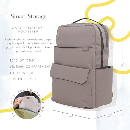 RED ROVR Roo Lightweight 1 LB Diaper Bag Backpack | 11 organizational pockets| Durable & Water-Resistant (Truffle) - color: Truffle