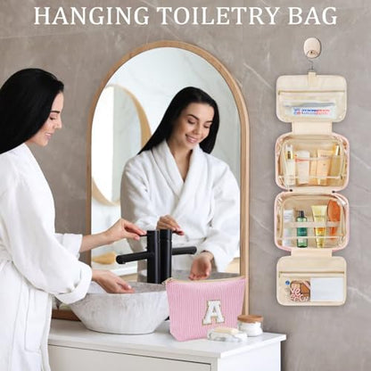 YOOLIFE Birthday Gifts for Women Teenage Girls, Initial Hanging Toiletry Bag for Women Teen Girl, Travel Toiletry Bag Gifts for Mom Daughter Sister Friends, Letter A, Blue - color: Blue, style: A