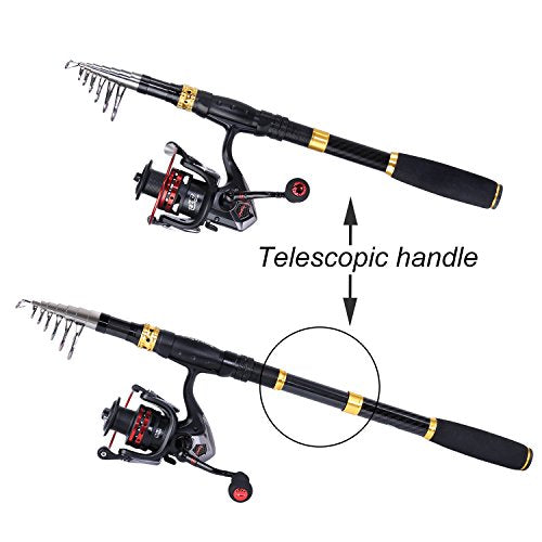 Sougayilang Fishing Rod Reel Combo with Telescopic Fishing Pole Spinning Reel Carrier Bag for Travel Saltwater Freshwater Fishing - size: 7.87 ft, style: B-full Kits With Carrier Case-style 2