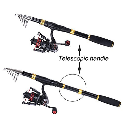 Sougayilang Fishing Rod Reel Combo with Telescopic Fishing Pole Spinning Reel Carrier Bag for Travel Saltwater Freshwater Fishing - size: 7.87 ft, style: B-full Kits With Carrier Case-style 2