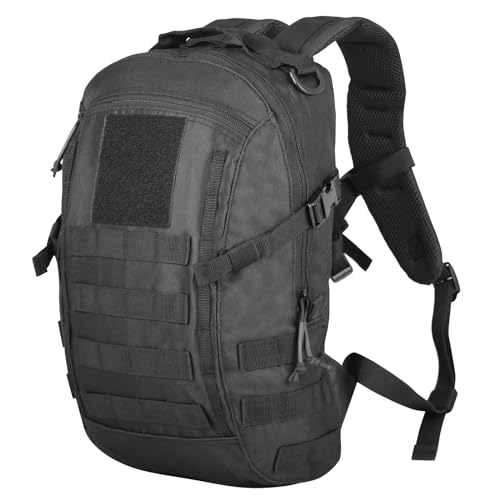 Small Tactical Backpack 12L Molle Bag Rucksack Army Daypack Military Daypack for Outdoor,Hiking (Black) - color: Black