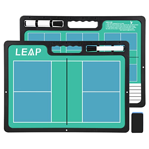 LEAP Coach Board Premium Tactical Clipboard Two Sides with Full & Half Court Dry Erase Marker Board for Basketball, Baseball, Soccer, Football, Hockey - color: Badminton / Pickelball