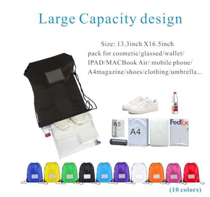 Drawstring Backpack Bulk 24Pcs Draw String Backpack Bags DIY Gym Sports Traveling Yoga Cinch Bag Sackpack Drawstring(black) - color: Black