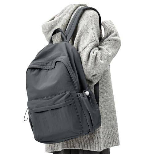 Simple School Backpack For Women Men Aesthetic Medium Backpack Lightweight Casual Daypack College Backpacks Cute Bookbag for Teens Girls Boys Basic Bagpack（Grey） - color: Grey