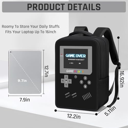 Gamer Backpack for Boys,School Boys Backpack for Kids Children Teens Elementary Middle High School,17" Large Capacity Student Bookbag & Multifunctional Video Game Travel Bag - color: Black-backpack Only