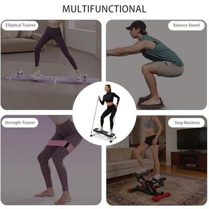 Rock Stepper Side To Side Balance Boards For Adults Includes Lcd Display & Resistance Bands A Low-impact, Compact Stepper Ideal For Targeting The Legs, Glutes, And Abs - color: Black + White