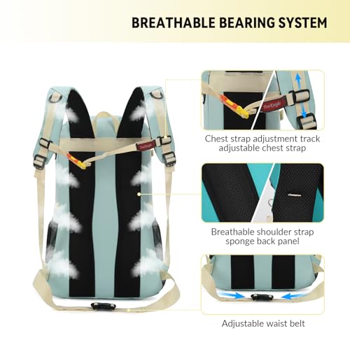 Bseash 40L Waterproof Hiking Backpack with Rain Cover, Outdoor Sport Travel Bag Daypack for Camping Climbing Skiing Cycling (Milk Green) - color: Milk Green