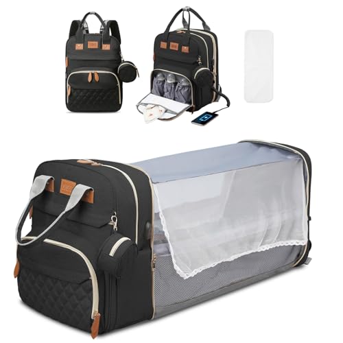 JSTPRO Diaper Bag Backpack, Large Diaper Bag with Changing Pad, Baby Bag, New Mom Gifts, Lightweight Waterproof Unisex Diaper Bag with Insulated Pockets and USB Charging Port, Black - color: Black