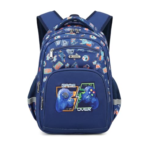 Cusangel Kids school Backpack with lunch bag for Girls,Elementary 6-10years Bookbag nylon large capacity backpack,Daypack - color: Blue 16in 2pcs