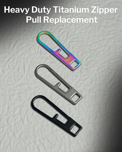 VIPERADE VAT1 Heavy Duty Titanium Zipper Pulls Replacement, Universal Zipper Pull Tab Repair Kit for Jackets, Coats, Suitcases, Luggage, Backpacks, Handbags and EDC Pouches - color: 2 Black, size: 1.65" × 0.35"