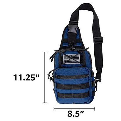 LINE2design First Aid Sling Backpack - Lightweight Sling Backpack Tactical Shoulder EDC Bag - EMS Equipment Emergency Medical Supplies Shoulder Molle Bag - Perfect for Camping Hiking Trekking - Navy