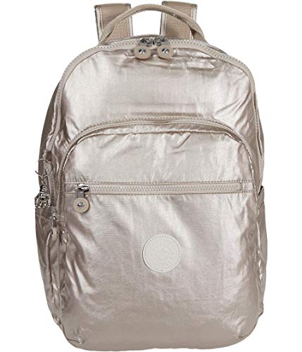 Kipling Women's Seoul 15" Laptop Backpack, Durable, Roomy with Padded Shoulder Straps, Built-In Protective Sleeve - color: Metallic Glow, size: 12.75''L x 17.25''H x 8''D