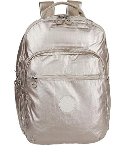 Kipling Women's Seoul 15" Laptop Backpack, Durable, Roomy with Padded Shoulder Straps, Built-In Protective Sleeve - color: Metallic Glow, size: 12.75''L x 17.25''H x 8''D