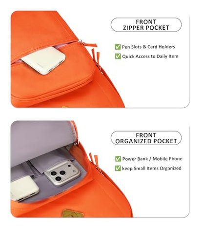 abshoo Classical Basic Womens Travel Backpack For College Men Water Resistant Bookbag (Tangerine) - color: Tangerine, size: 16.5 Inc