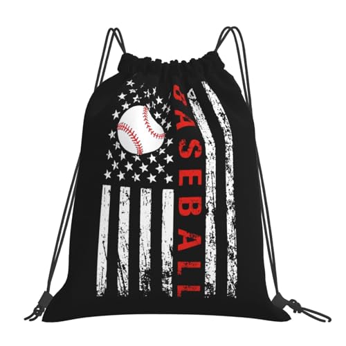 American Baseball Flag Unisex Drawstring Backpack Bag Sport Gym Travel Swim Sackpack - color: American Baseball Flag3