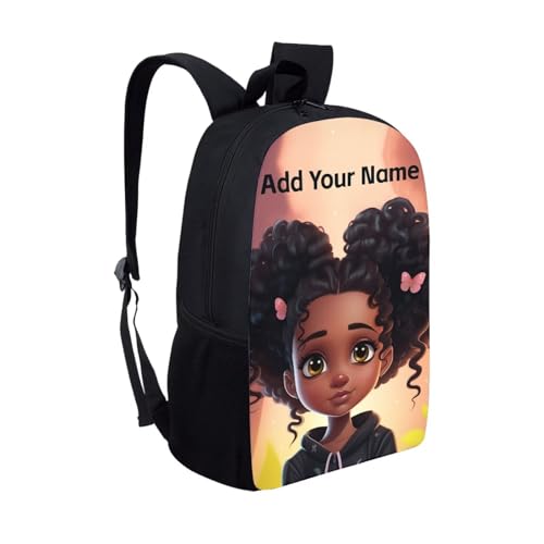 African Black Girls Backpack for School Bag for Kids 2 Grade/3Rd Grade Custom Name Book Bag Age 8-10/10-12 Elementary School Student Personalized Back Packs - color: African Black Girl-12