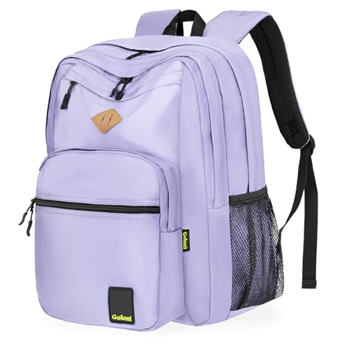 Goloni Lightweight Laptop Backpack 1.1Lbs, 26L Wear-Resistant Water Resistant Backpack with Laptop Compartment for Men Women - color: Light Purple