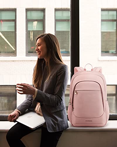 LIGHT FLIGHT Travel Laptop Backpack for Women, 17.3 inches, Pink | USB Charging Hole, Water Resistant, Large Capacity, College Bookbag - color: Pink, size: 17.3 Inch without Wheels