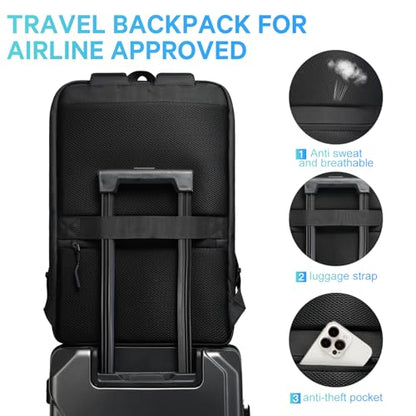 FUTURE AESTHETICS Business Commute Backpack for Men and Women, Waterproof 15.6 Inch Laptop Backpack, Durable Flight-Approved Travel Backpack for Work/College, Black - color: Black