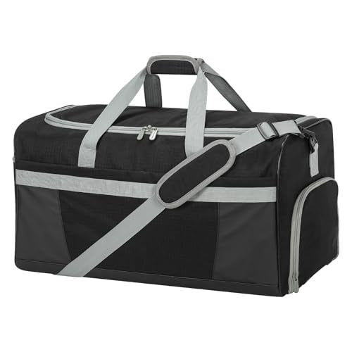 Men's 65L Gym Bag with Wet Pocket and Shoe Compartment- 24"x12.5"x13" Large Sports Duffle Bag for Gym Travel - Black - color: Black