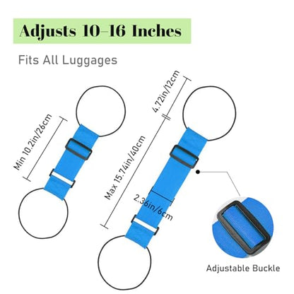 Multi Use Strong Adjustable Luggage Connector Straps for Suitcases,2 Pack Flexible Luggage Accessories Elastic Fastening Bag Strap (Blue) - color: Blue