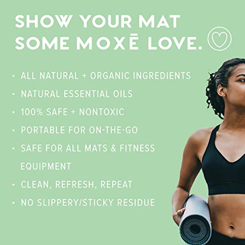 MOXE Yoga Mat Cleaner Spray, Rosemary & Lemon Essential Oil, Safe for All Mats & Exercise Equipment, Odor & Sweat Protection, Includes Microfiber Cleaning Towel, Green America Certified, 4 Oz (2 Pack) - size: 4 Fl Oz (Pack of 2)
