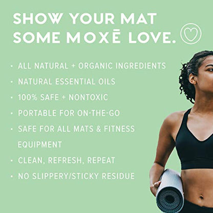 MOXE Yoga Mat Cleaner Spray, Rosemary & Lemon Essential Oil, Safe for All Mats & Exercise Equipment, Odor & Sweat Protection, Includes Microfiber Cleaning Towel, Green America Certified, 4 Oz (2 Pack) - size: 4 Fl Oz (Pack of 2)