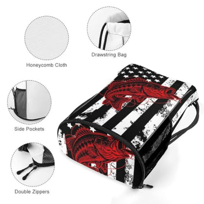 Fish Flag Drawstring Backpack Gym Bag With Shoe Compartment String Bag Sport Beach Swimming Sackpack For Women Men - color: Fish Flag