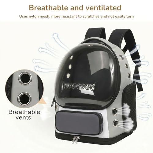 Cat Bubble Backpack Carrier, TSA Airline Approved Pet Travel Bag for Small Medium Dogs, Clear Hiking Camping Backpack for Cats, Kitten and Puppy up to 18 lbs, Gray Bubble - color: Gray Bubble