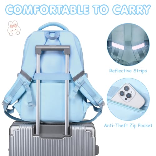 GeeWin Girls Backpack for School with Lunch Box & Pencil Case Set, 17 Inch Stylish Plaid Girls Bookbag with Lots of Pockets for Kids, Teens, Elementary Middle High College School Student (Blue) - color: Blue