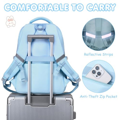 GeeWin Girls Backpack for School with Lunch Box & Pencil Case Set, 17 Inch Stylish Plaid Girls Bookbag with Lots of Pockets for Kids, Teens, Elementary Middle High College School Student (Blue) - color: Blue
