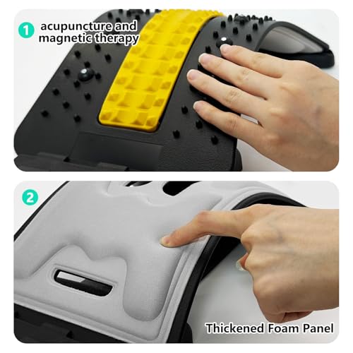 Back Stretcher with Lumbar Support for Back Pain Relief - Dual-Sided 3-Level Adjustable Spinal Decompression lumbar board (Yellow) - color: Yellow