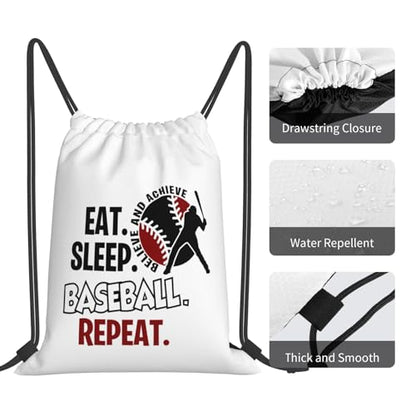 Eat Sleep Baseball Repeat Unisex Drawstring Backpack Bag Sport Gym Travel Swim Sackpack - color: Eat Sleep Baseball Repeat2