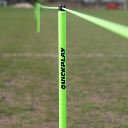 QUICKPLAY Soccer Crowd Barrier Set - 6 Poles with 197ft Rope, Portable Crowd Control Barriers for Soccer Fields, Temporary Spectator Barrier with Carry Bag