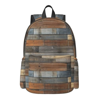 KiuLoam 17 Inch Large Capacity Backpack Rustic Wooden Texture Laptop Backpack Shoulder Bag School Bookbag Casual Daypack For Teenager