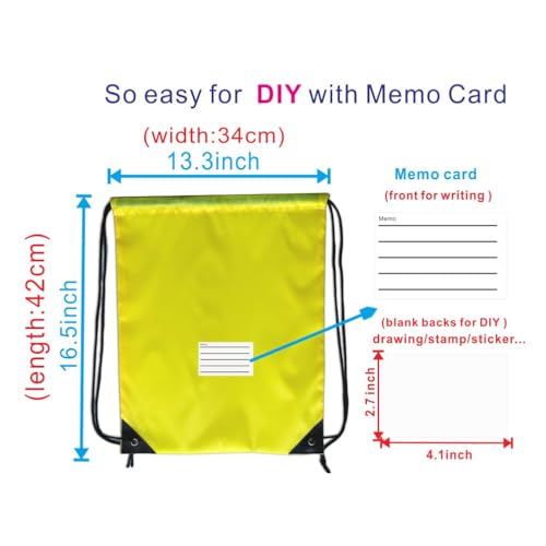 Drawstring Backpack Bulk 30 Packs Draw String Bags for Gym Sports Trip Pedestrianism Cinch Sack DIY for Women Men with Memo Card (yellow) - color: Yellow