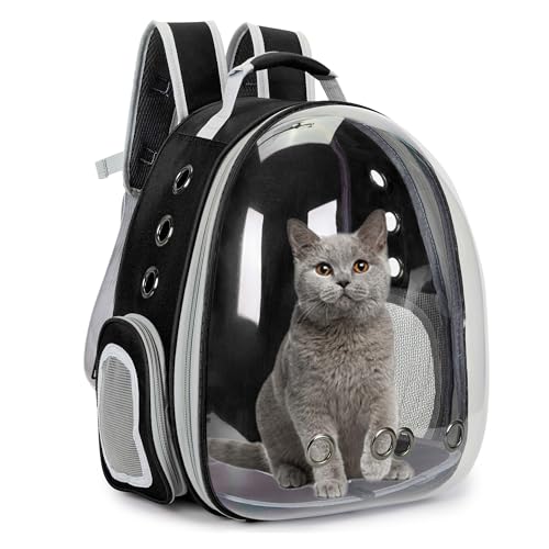 Cat Bubble Backpack Carrier for Small Medium Dogs Cats Carrying Bag, Airline Approved Pet Travel Carrying Bag Dog Hiking Walking Outdoor Backpack (Black) - color: Black