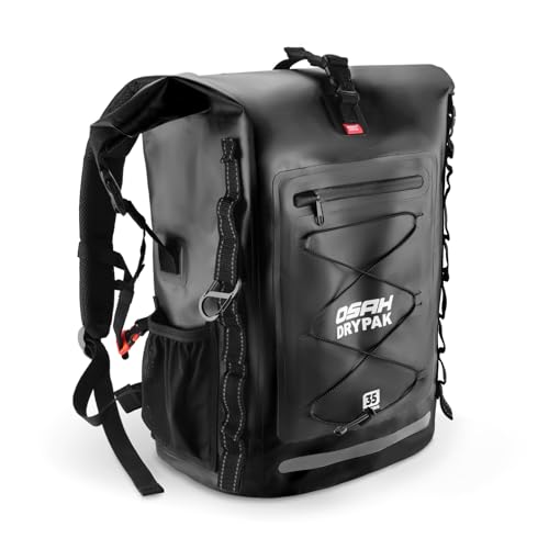 OSAH DRYPAK Waterproof Backpack Dry Bag 35L/55L/85L – Heavy Duty Roll-Top Hiking Backpack for Travel, Kayaking, Boating, Camping, Rafting and Fishing - color: Black, size: 35L